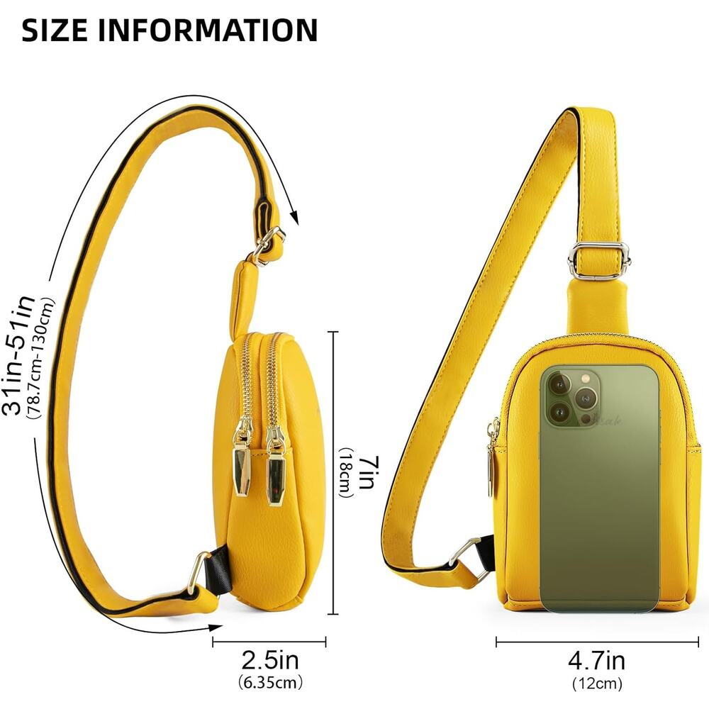 Bundle of 3 Small Crossbody Sling Bag Fanny Packs Purses Chest Bag Women Yellow - Picture 2 of 5